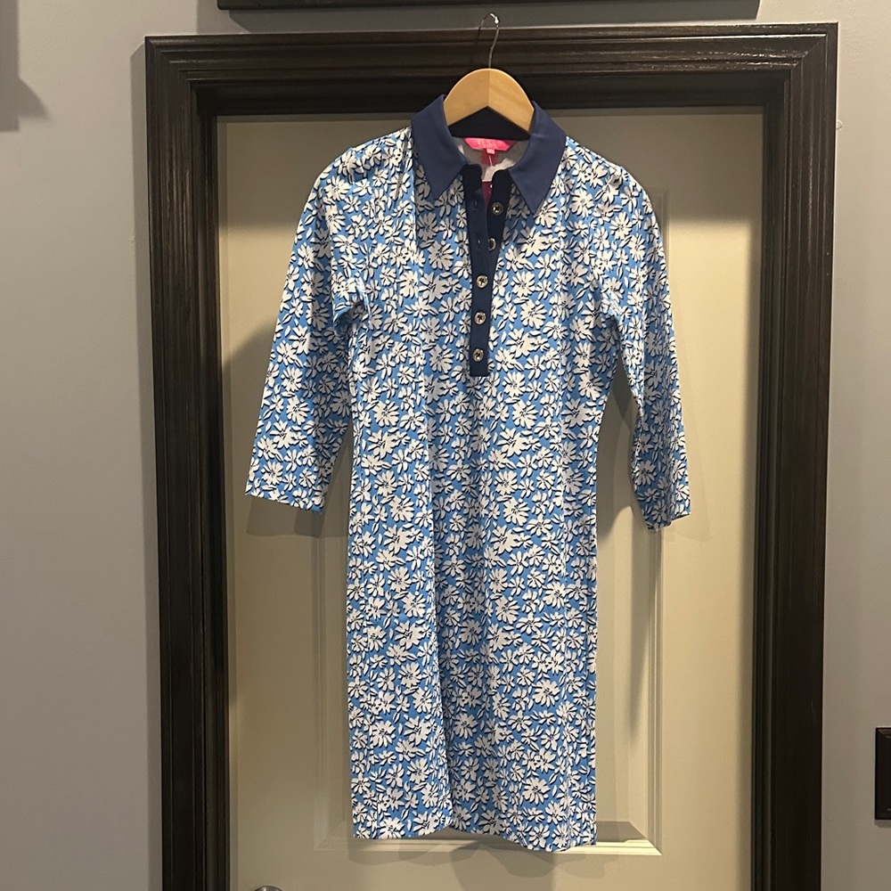 Lilly Pulitzer Blue and White Floral Dress